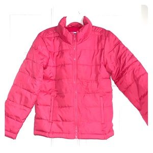 Pink light puffer jacket -girls size 6/7